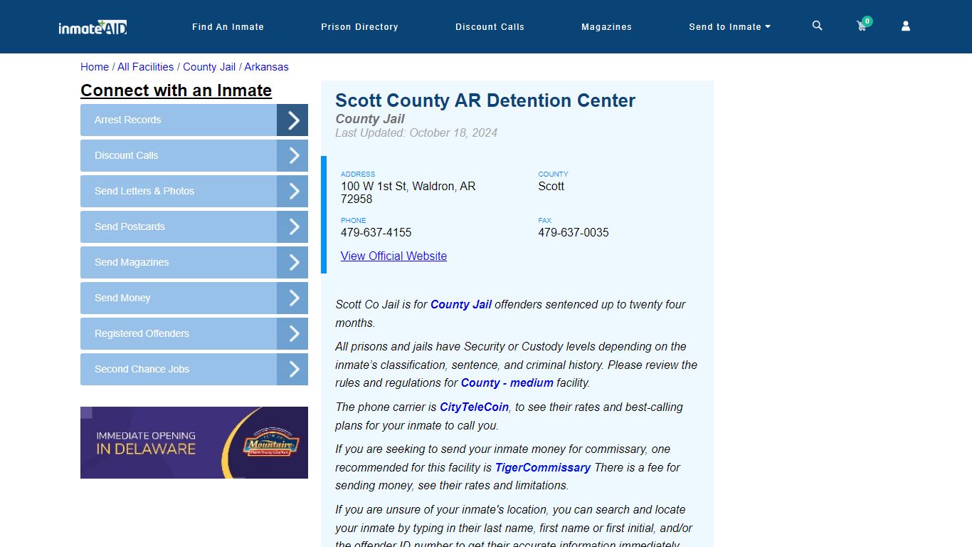 Scott County AR Detention Center - Inmate Locator